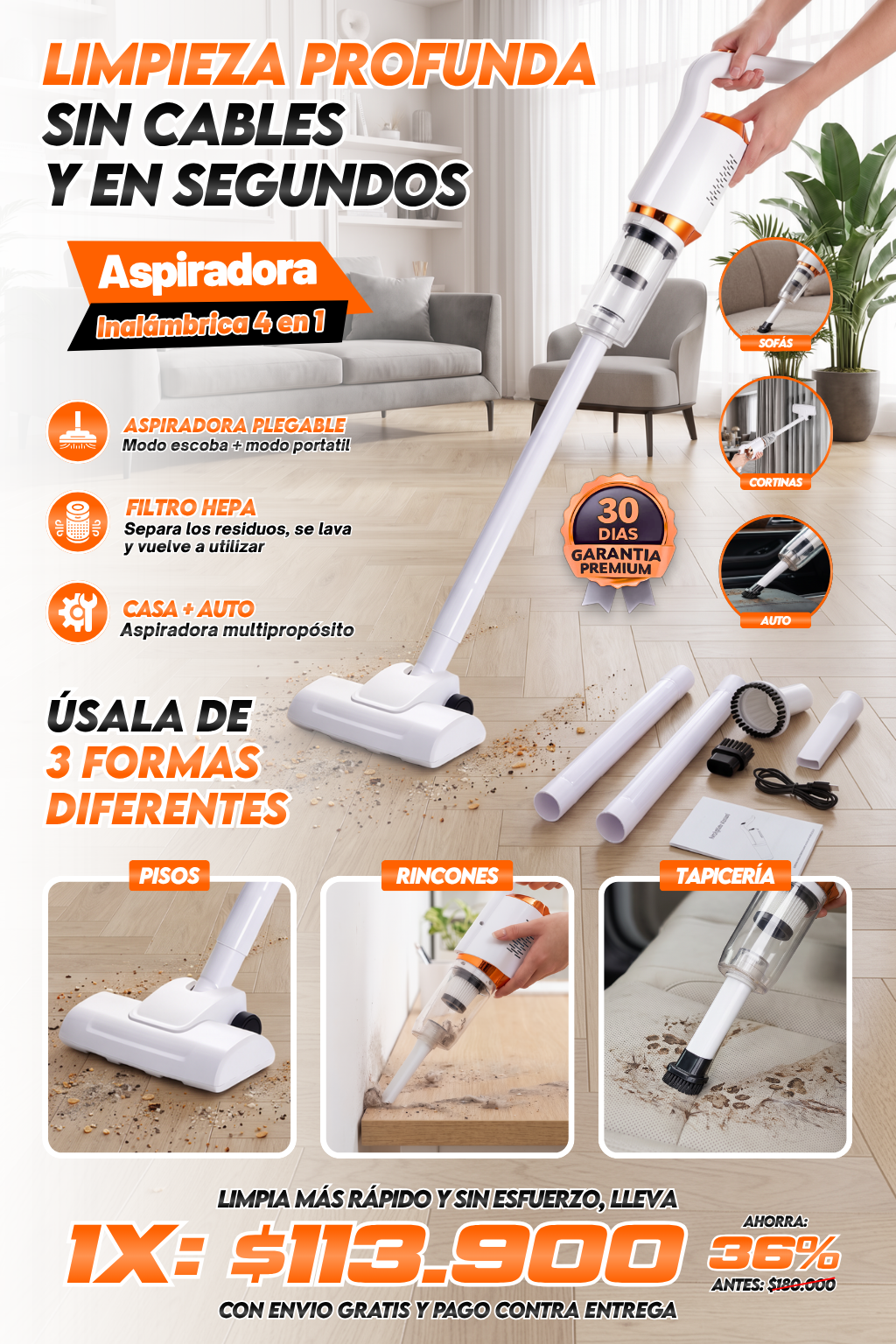 ASPIRADORA PORTATIL 4 EN 1
