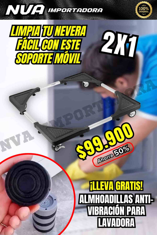 2X1 EN BASE MÓVIL PARA NEVERA + ALMOHADILLAS ANTI-VIBRACIONES PARA LAVADORA