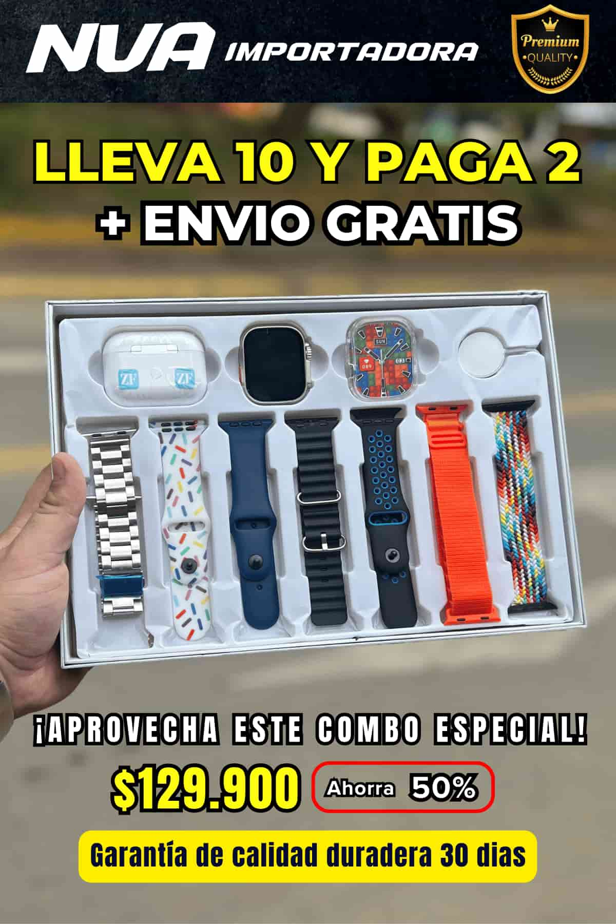 .KIT 10X2 SMARTWATCH+AUDIFONOS+GOMA+7 PULSO.