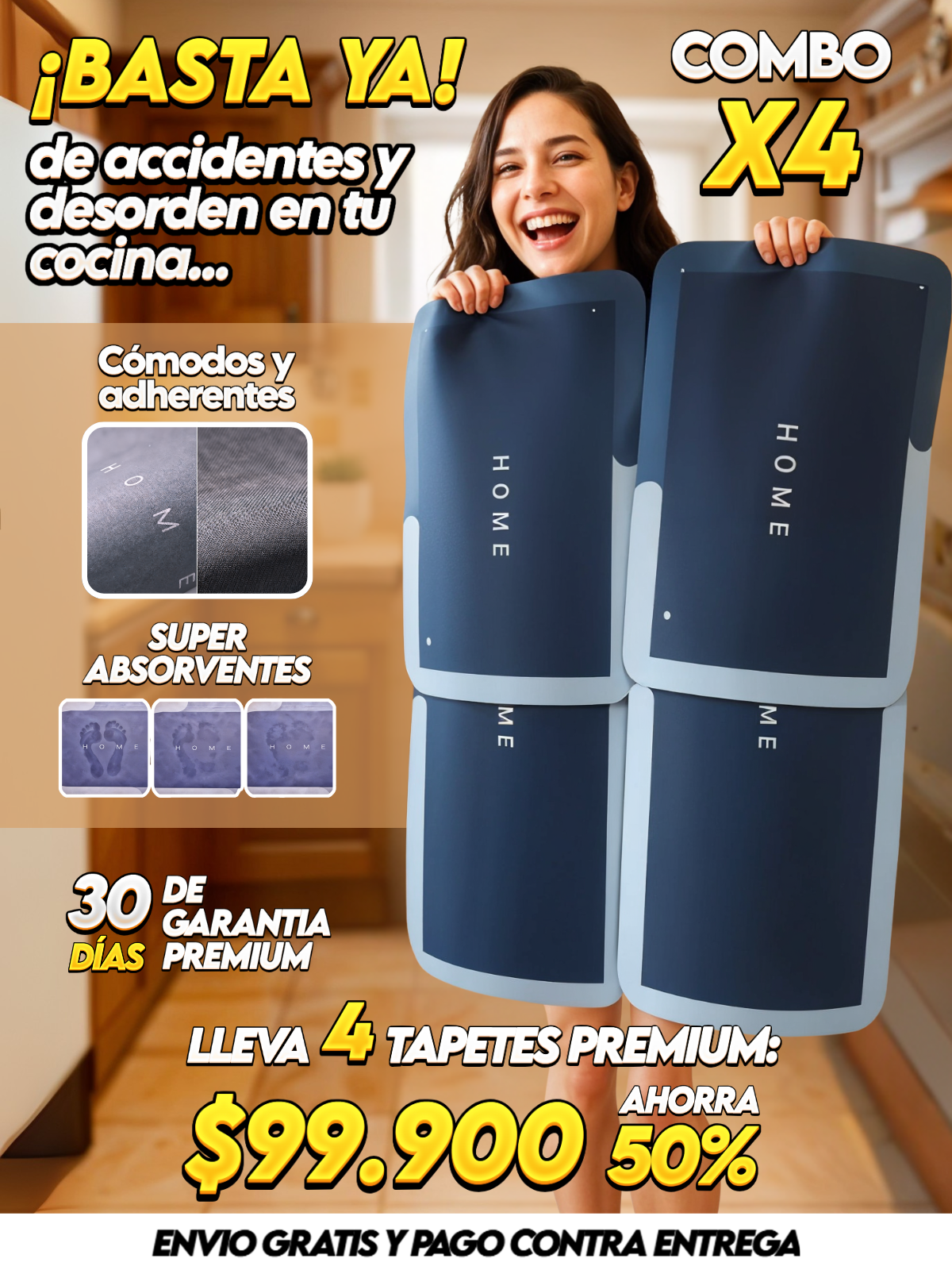 COMBO X4 DE TAPETES ANTIDESLIZANTES