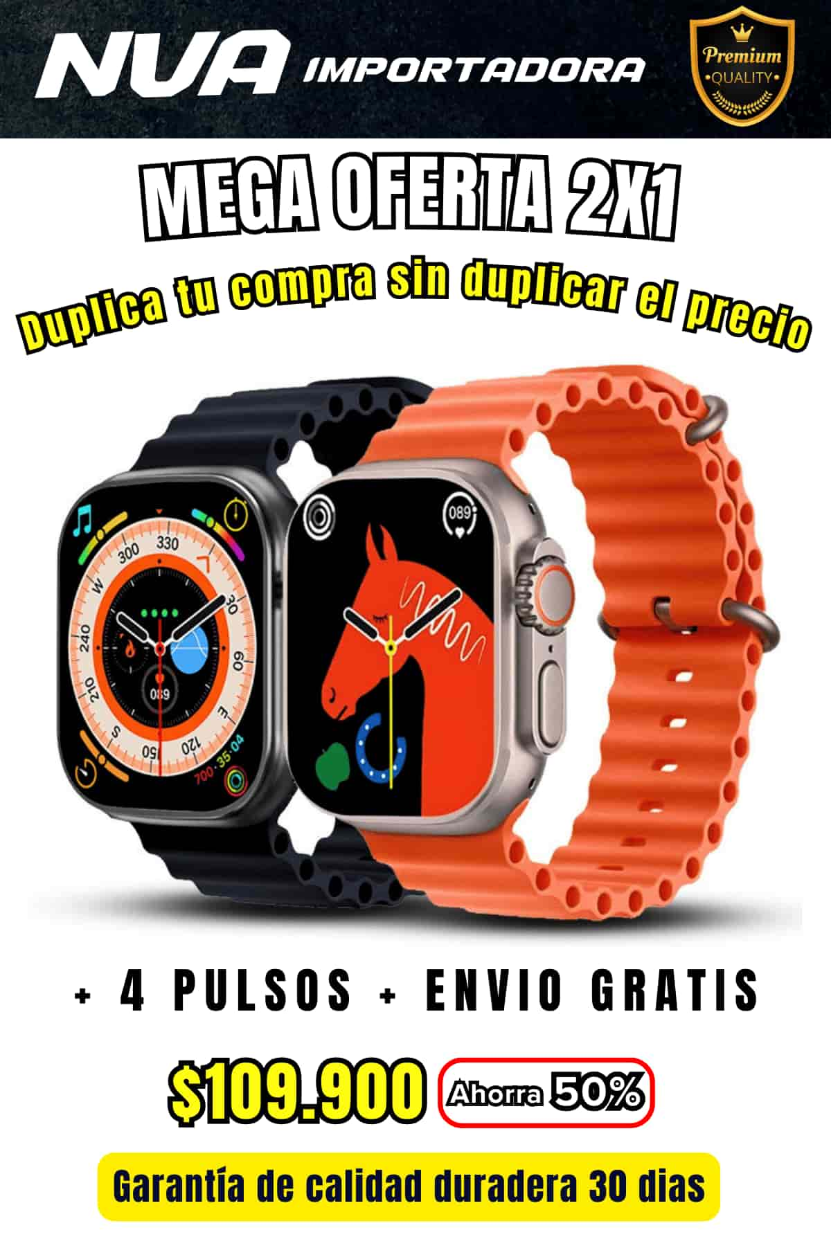 2X1 SMARTWATCH T800 ULTRA + PULSO DE OBSEQUIO.