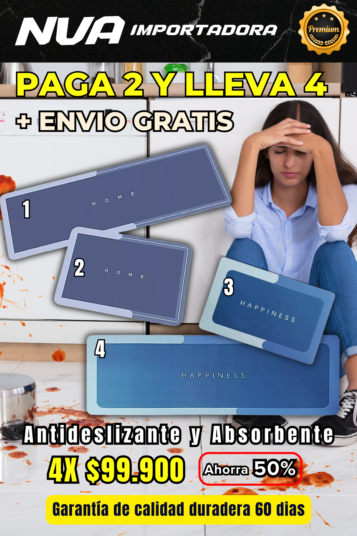 COMBO X4 TAPETES ANTIDESLIZANTES
