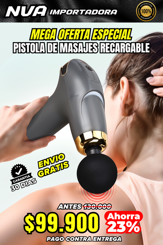 PISTOLA MASAJEADORA CON 7 CABEZALES EXTRA