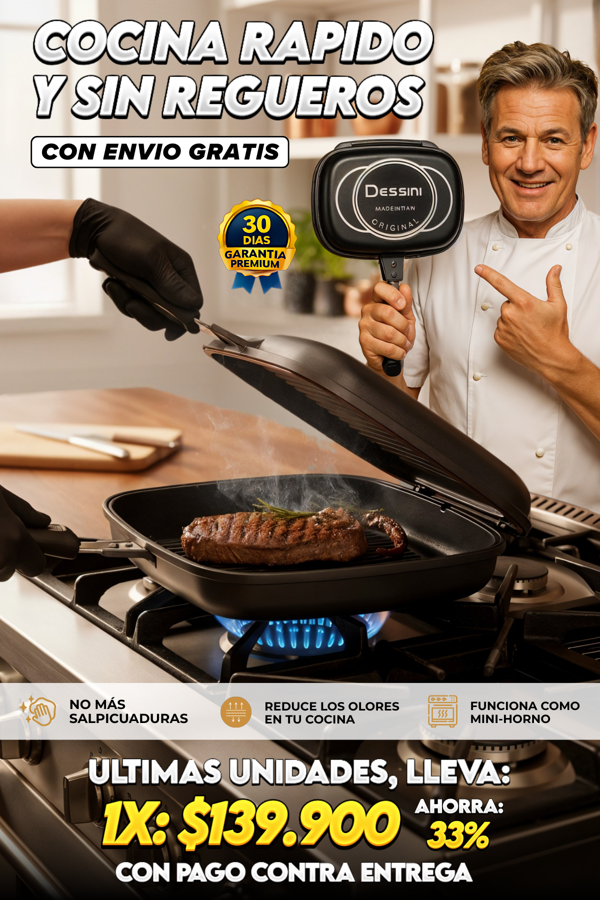 SARTEN ANTIADHERENTE FÁCIL DE VOLTEAR ¡CON ENVIO GRATIS!