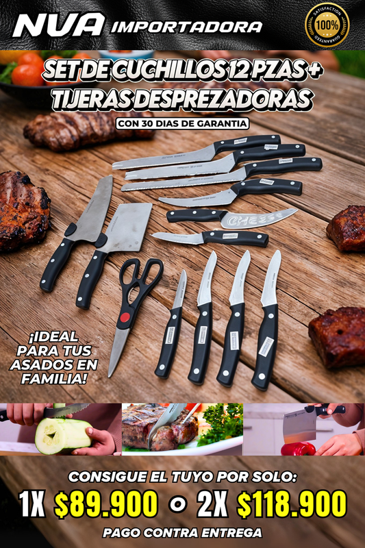 SET DE CUCHILLOS DE 12 PZAS + TIJERAS DESPRESADORAS